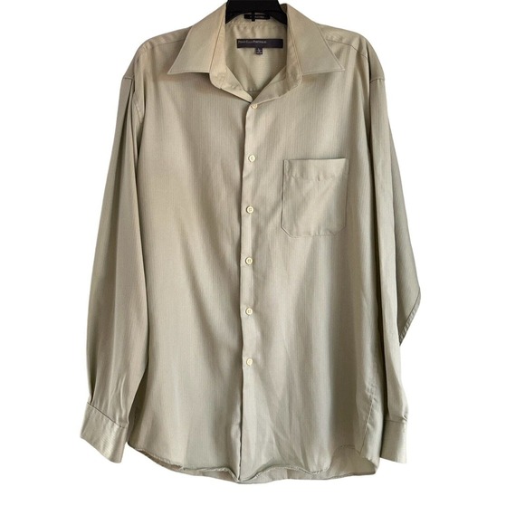 PERRY ELLIS Portfolio MENS WRINKLE FREE Textured Fabric DRESS SHIRT L 16 34/35 - Picture 9 of 10